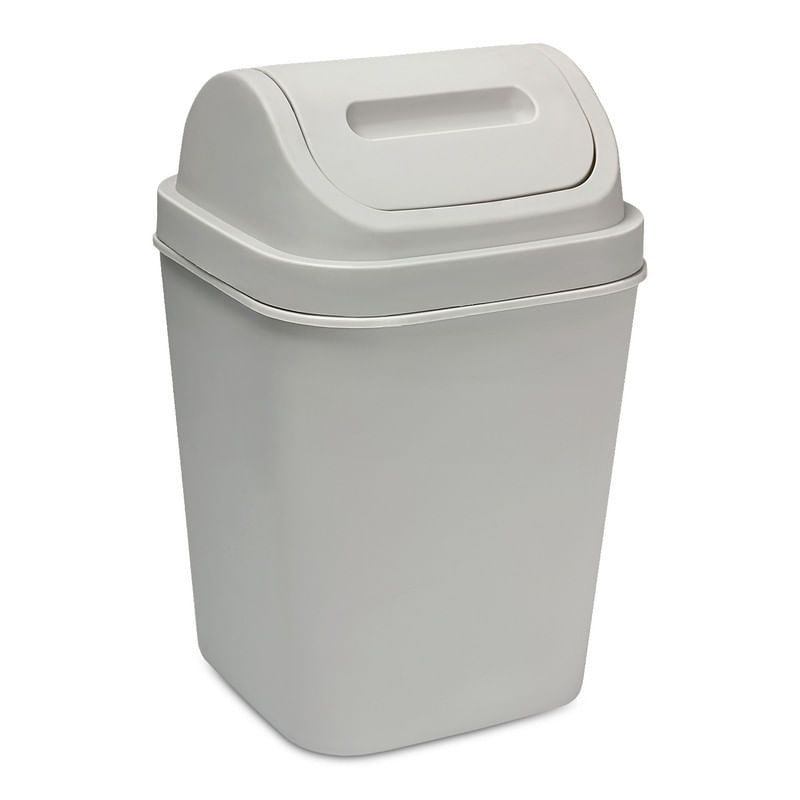 ENERGY PLUS - Cesto Basura 15L Tapa Vaivén - Caneca Hogar Oficina Gris