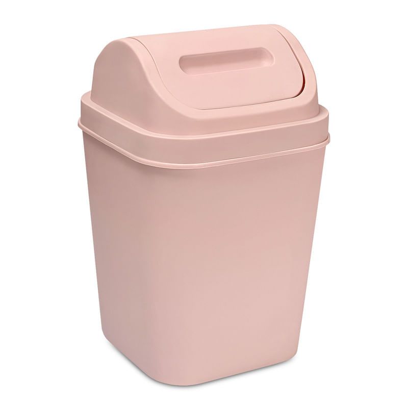 ENERGY PLUS - Cesto Basura 15L Tapa Vaivén - Caneca Hogar Oficina Oro Rosa