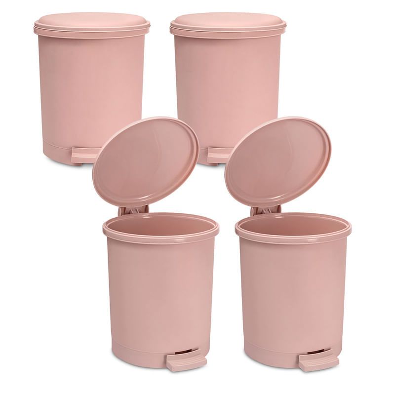 ENERGY PLUS - Kit x4 Papelera Circular con Pedal 13L  Diseño Oro Rosa