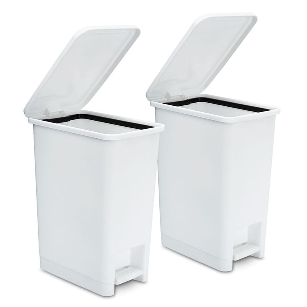 ENERGY PLUS - Kit x2 Cesto de Basura Papelera Pedal 12L Blanco