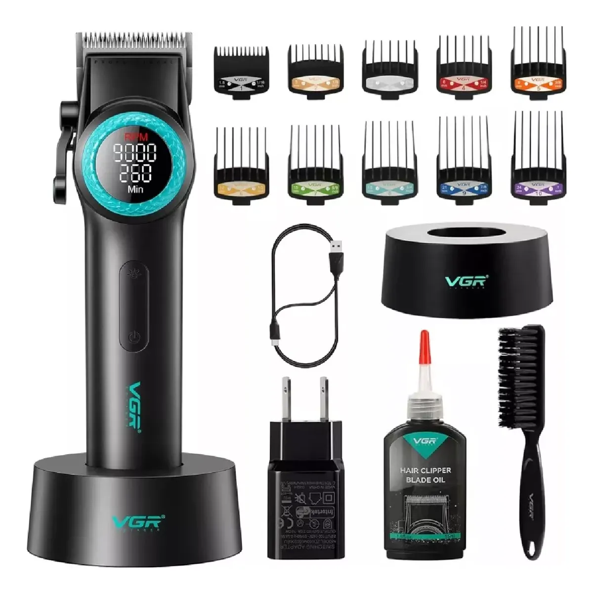 VGR - Maquina Peluquera Inalámbrica Original Profesional Con Guias