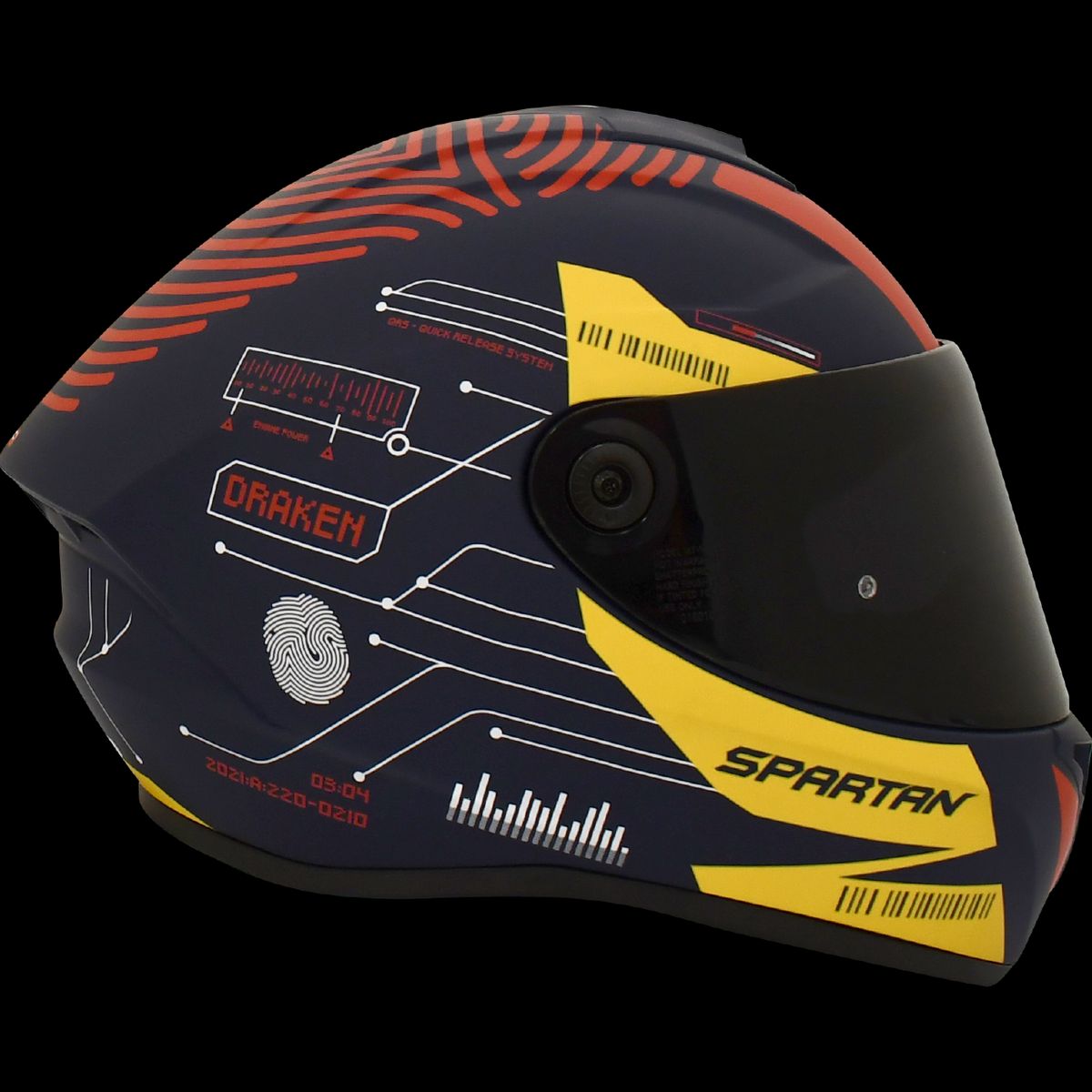 SPARTAN - CASCO MOTO SPARTAN DRAKEN FINGERPRINT AZUL MATE TALLA S