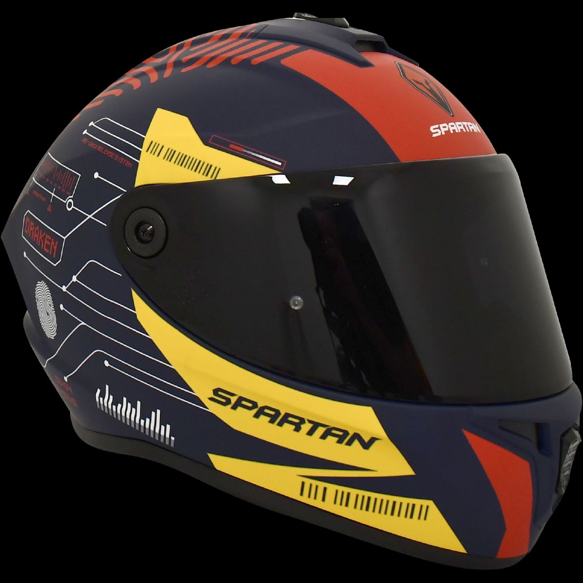 SPARTAN - CASCO MOTO SPARTAN DRAKEN FINGERPRINT AZUL MATE TALLA S
