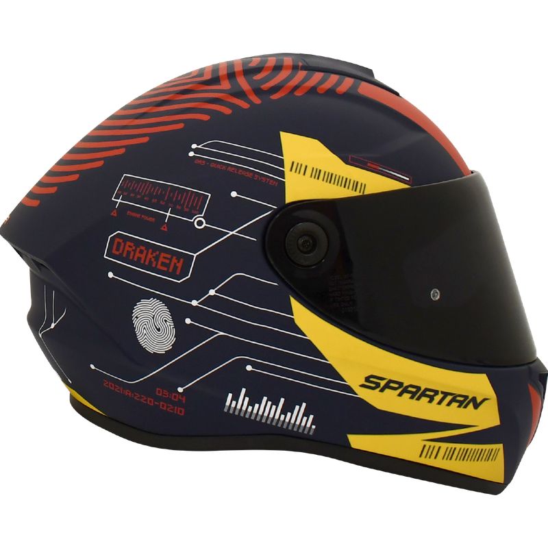 SPARTAN - CASCO MOTO SPARTAN DRAKEN FINGERPRINT AZUL MATE TALLA M