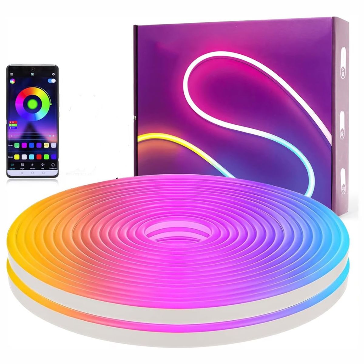 ONE PIXEL - Tira Luz Led Neon Rgb Manguera 5 Metros Micrófono Rítmica