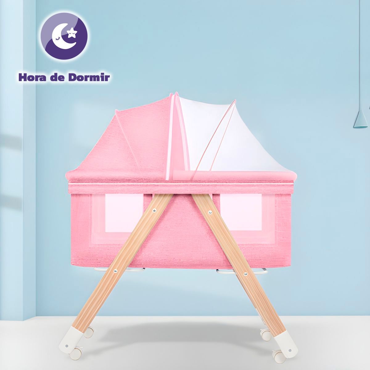 ENFANT'ASY - Cuna Corral Madera Bebé Portátil Plegable Mosquitero-