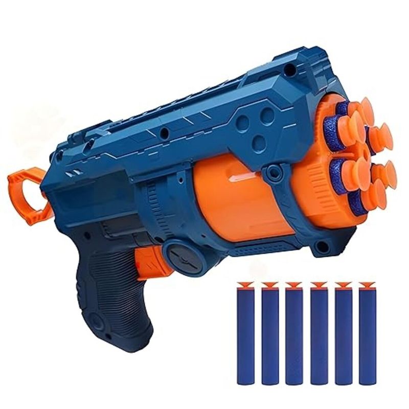 GENERICO - Pistola De Dardos 6 Cañones Lanza Dardos Manual Turbo Attack
