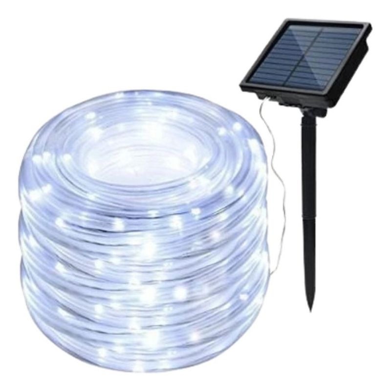 MILOPTS - Luces Pro Navidad Panel Solar Manguera 10 Metros 100 Led Blanca
