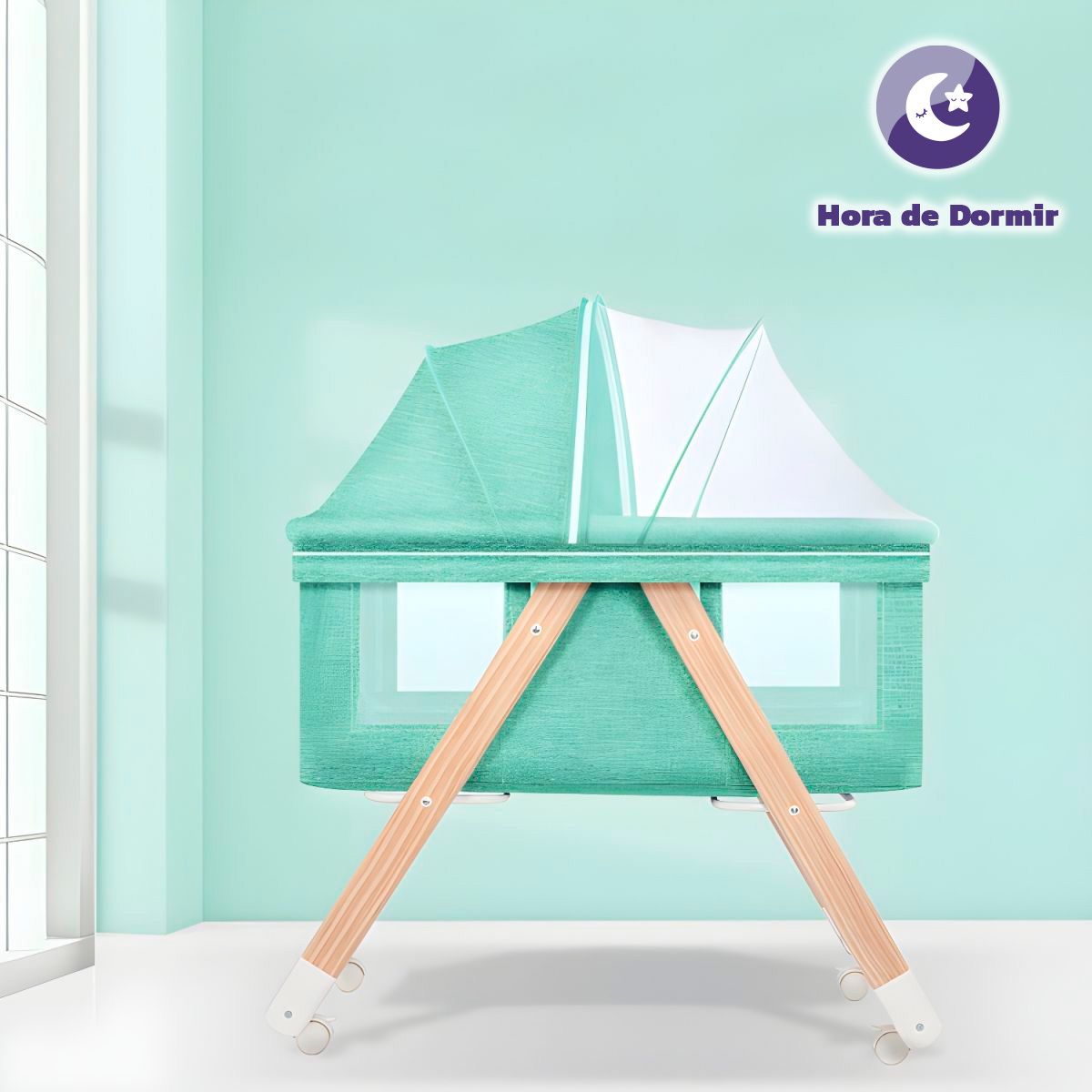 ENFANT'ASY - Cuna Corral Madera Bebé Portátil Plegable Mosquitero-