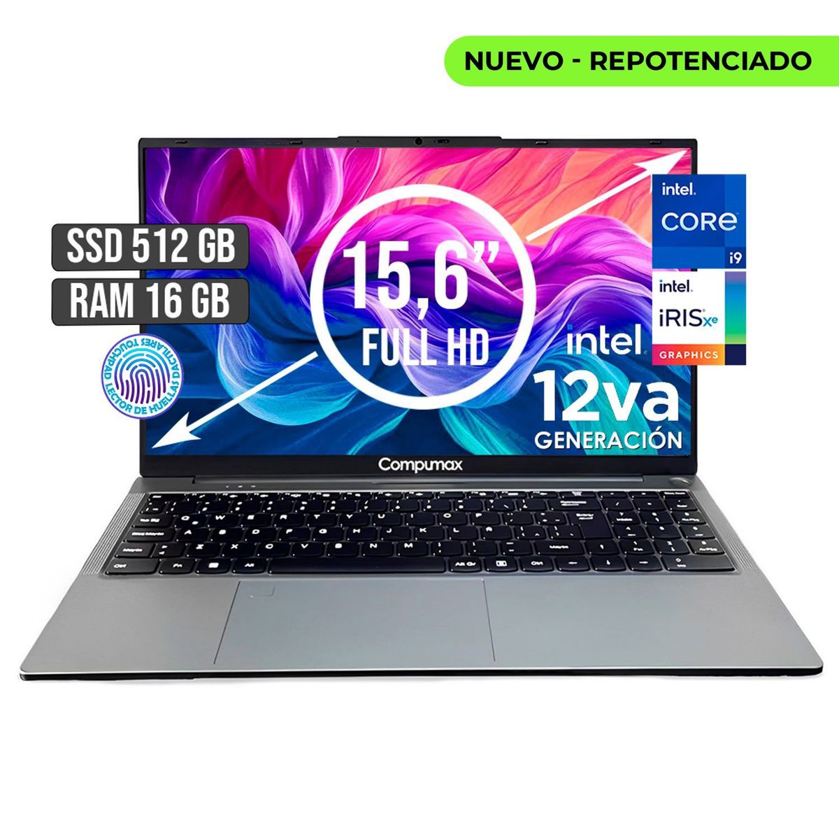 COMPUMAX - PORTATIL COMPUMAX INTEL CORE I9-12900H SSD 512GB RAM 16GB LED 15,6 FULL HD