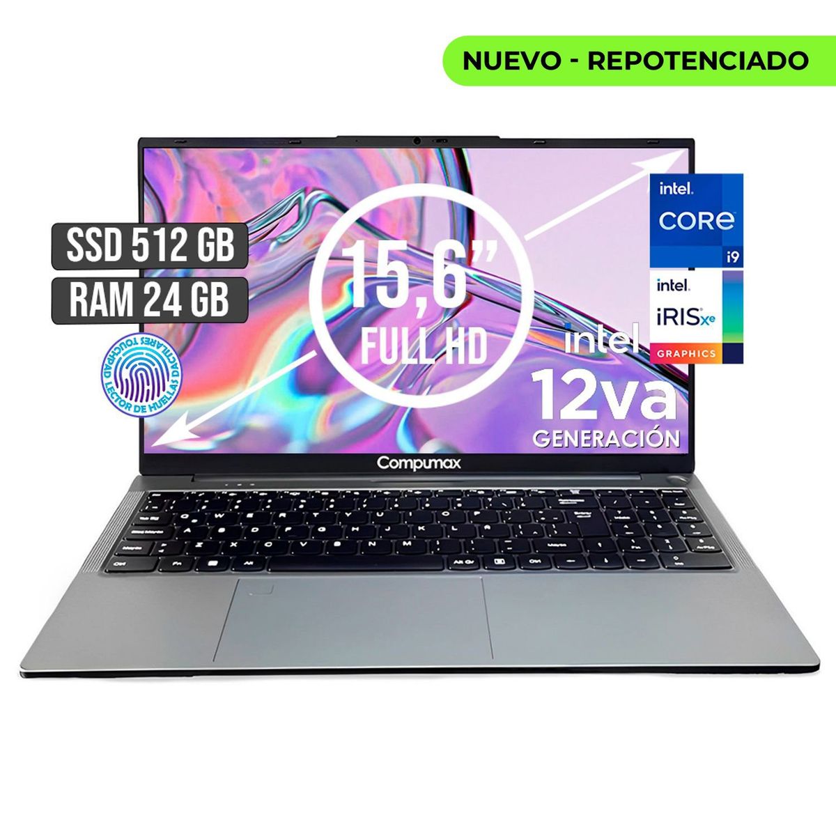 COMPUMAX - PORTATIL COMPUMAX INTEL CORE I9-12900H SSD 512GB RAM 24GB LED 15,6 FULL HD