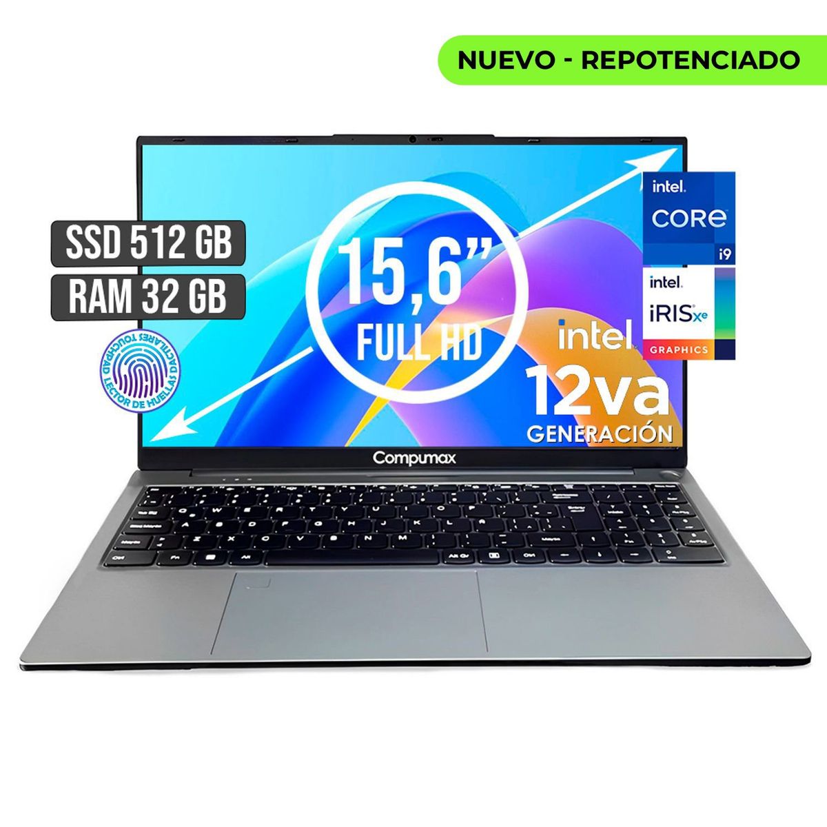 COMPUMAX - PORTATIL COMPUMAX INTEL CORE I9-12900H SSD 512GB RAM 32GB LED 15,6 FULL HD