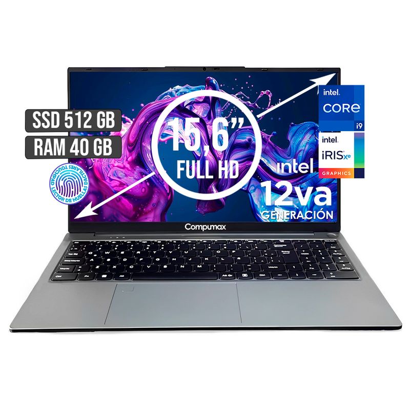 COMPUMAX - PORTATIL COMPUMAX INTEL CORE I9-12900H SSD 512GB RAM 40GB LED 15,6 FULL HD