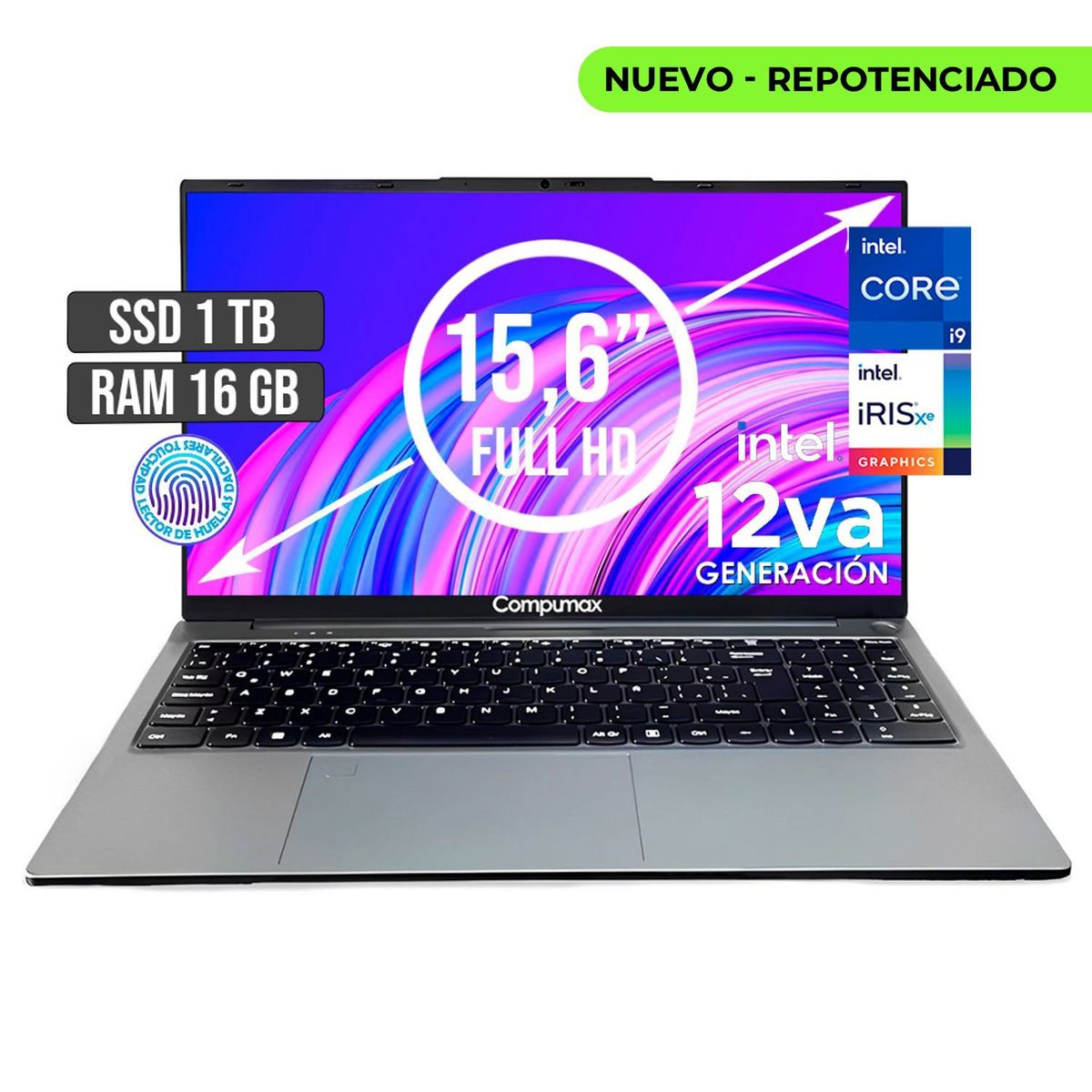 COMPUMAX - PORTATIL COMPUMAX INTEL CORE I9-12900H SSD 1TB RAM 16GB LED 15,6 FULL HD