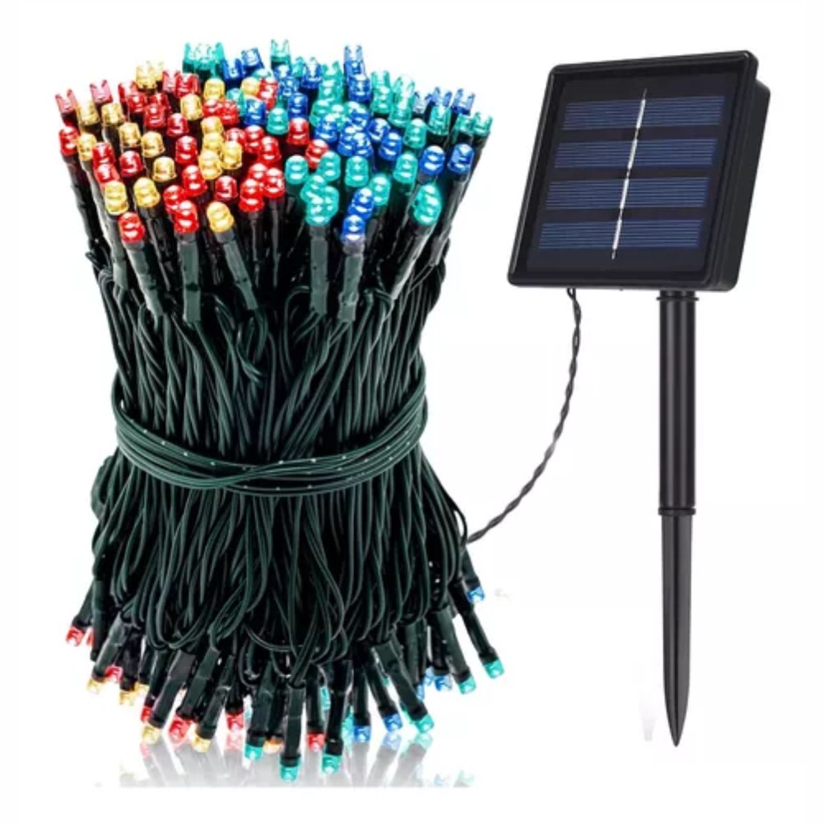 GENERICO - Luz Navideña Panel Solar Multicolor 10 Metros Impermeable