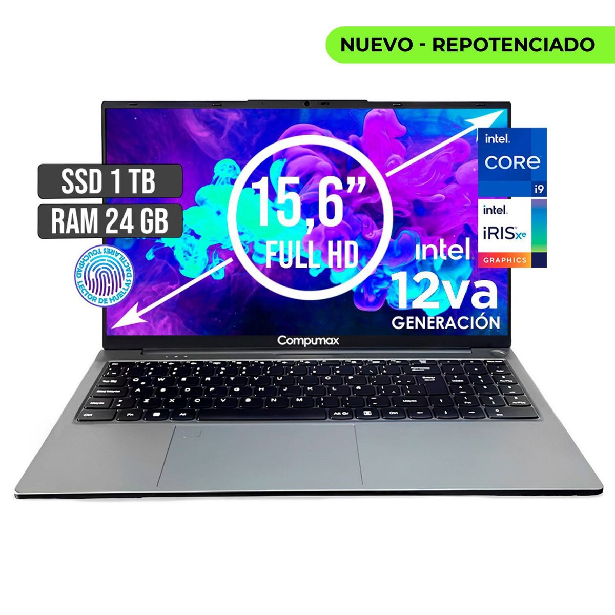 COMPUMAX - PORTATIL COMPUMAX INTEL CORE I9-12900H SSD 1TB RAM 24GB LED 15,6 FULL HD