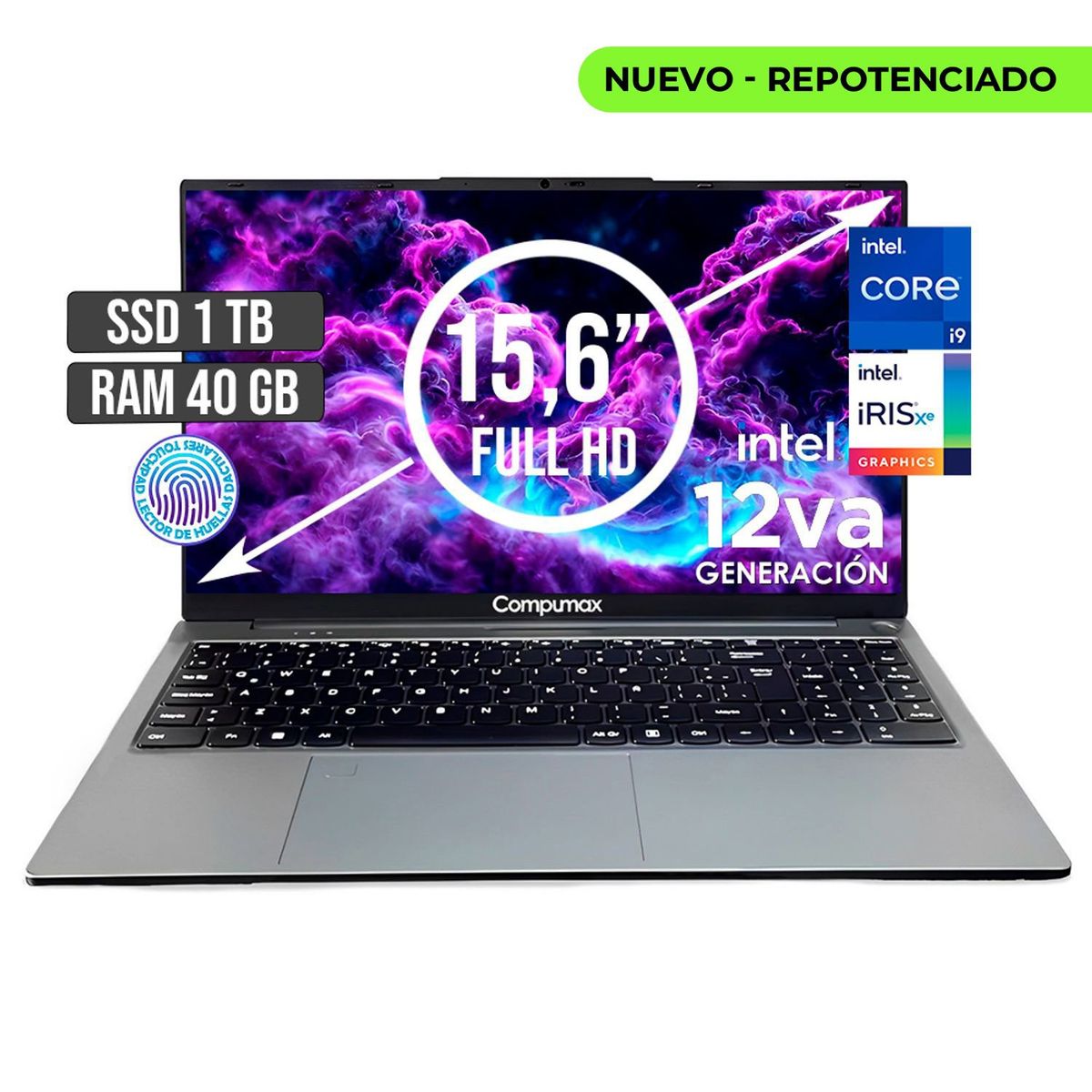 COMPUMAX - PORTATIL COMPUMAX INTEL CORE I9-12900H SSD 1TB RAM 40GB LED 15,6 FULL HD
