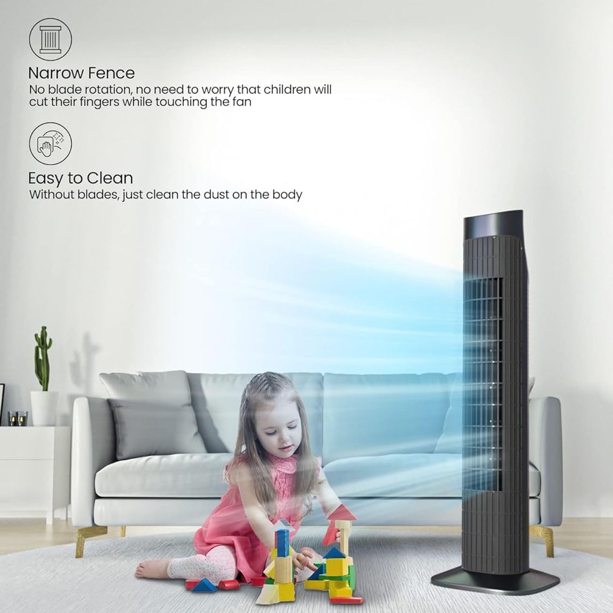 NEX - Ventilador de Torre Nex Ahorrador de Energía de 86 cm Negro