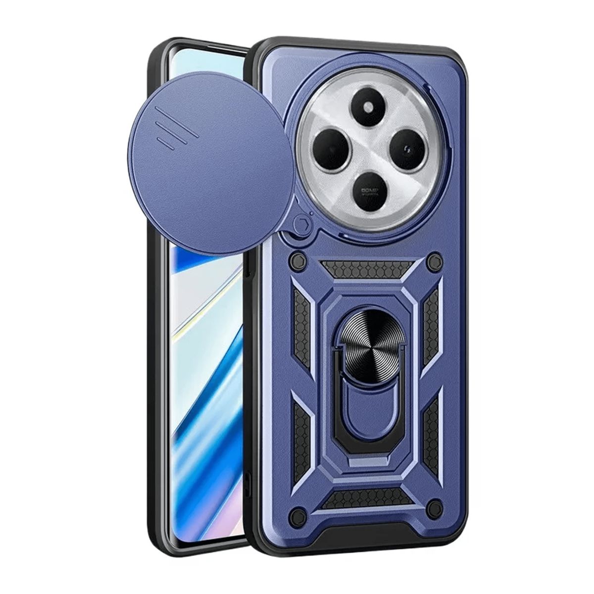 GENERICO - Funda Case Protector Cámara Slider Compatible Xiaomi Redmi 14C Azul