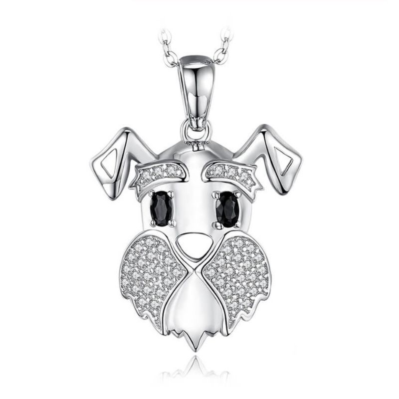 ALHAJAS - Collar Cadena Para Mujer Perro Schnauzer Fabricado En Plata 925