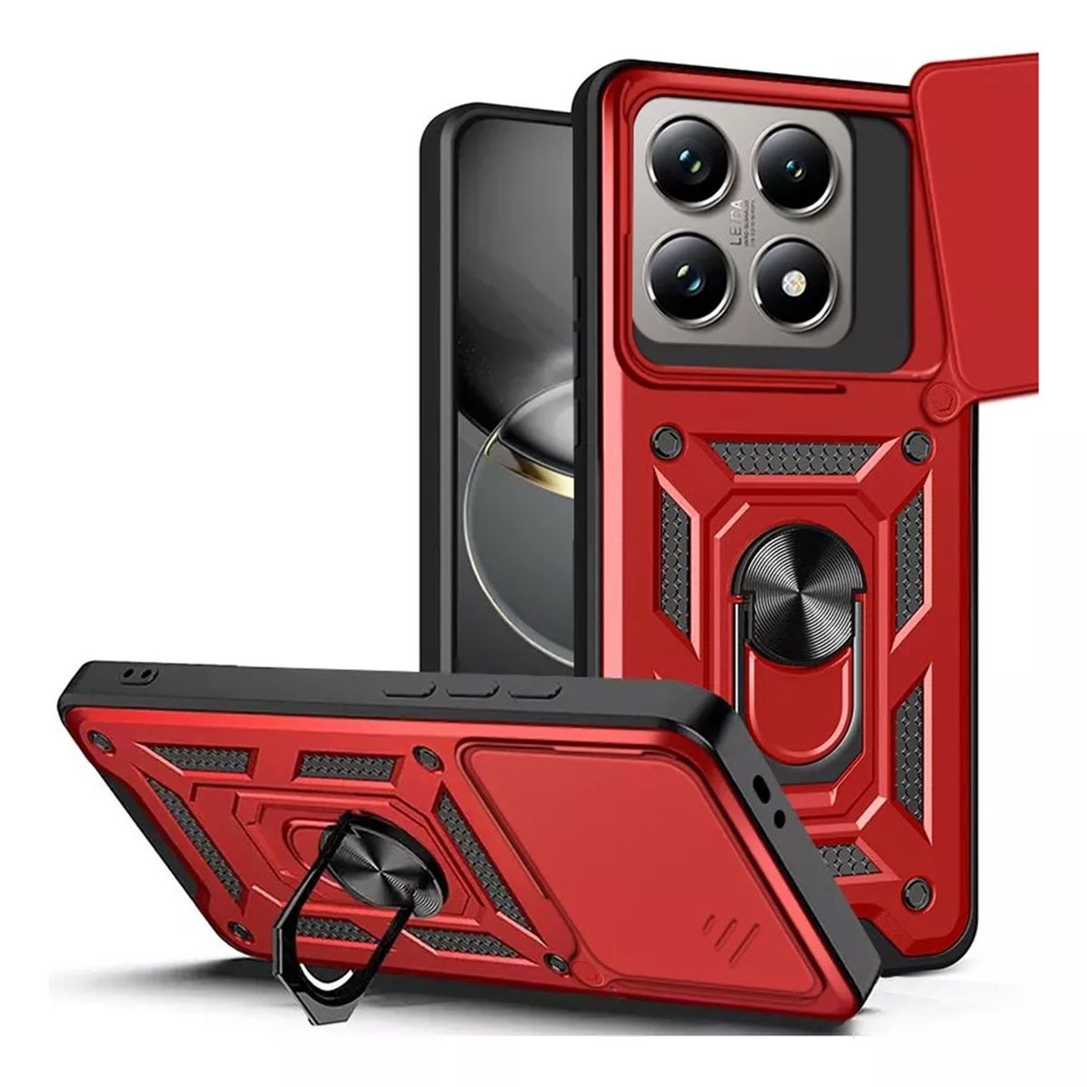 GENERICO - Funda Estuche Protector Cámara Slider Compatible Xiaomi 14T Pro Rojo