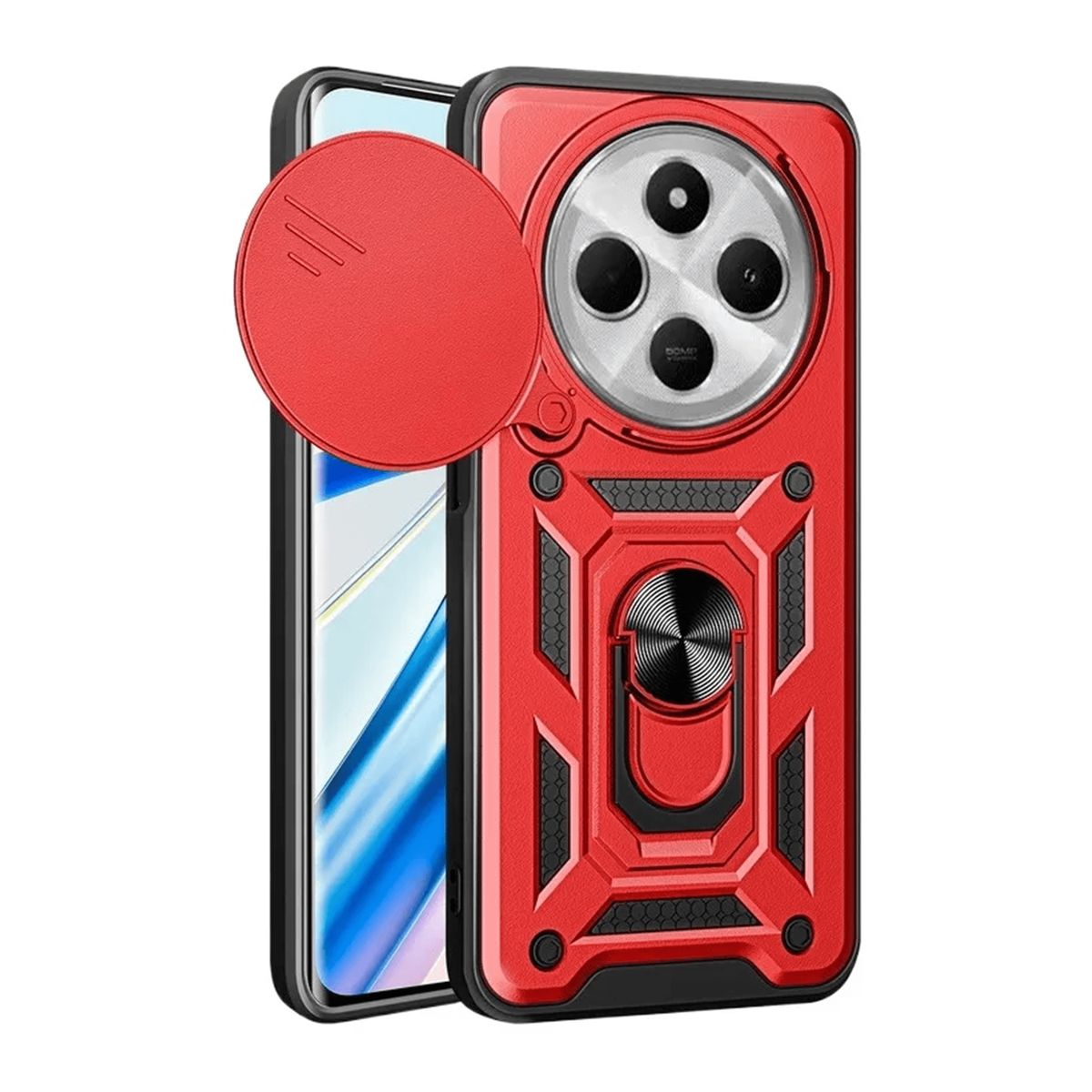 GENERICO - Funda Estuche Case Slider Compatible Con Xiaomi Redmi 14C Rojo