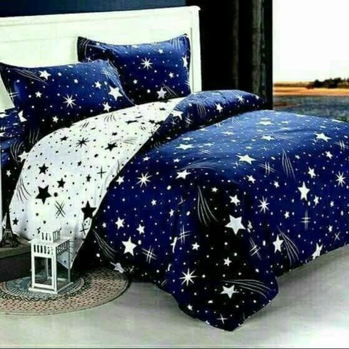 SIRENITAS - Edredón Cubrelecho Colcha  Doble faz Cama Doble Blanco Estrellas