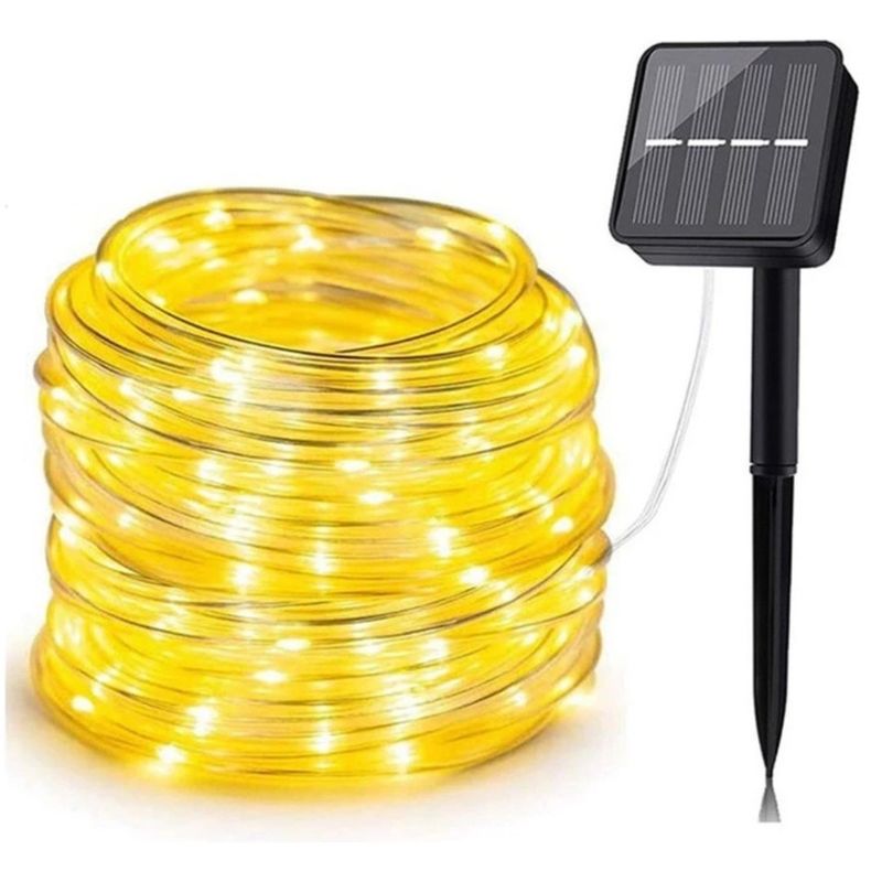 MILOPTS - Luces Pro Navidad Panel Solar Manguera 30 Met 300 Led Cálida Amarilla