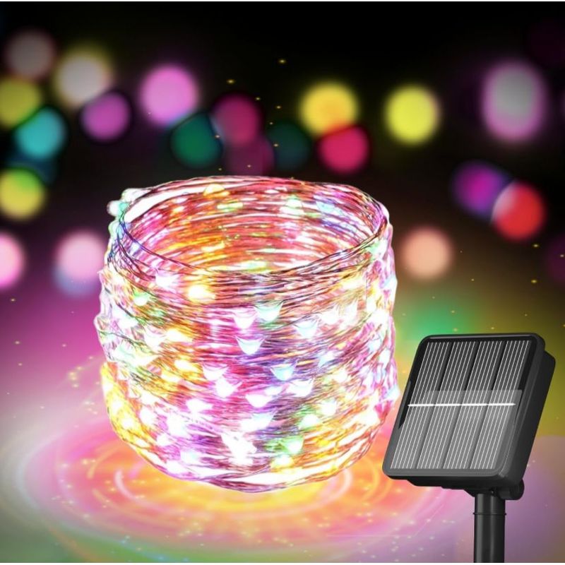 MILOPTS - Luces Pro Navidad Panel Solar Alambre Hada 30 Met 300 Led Multicolor