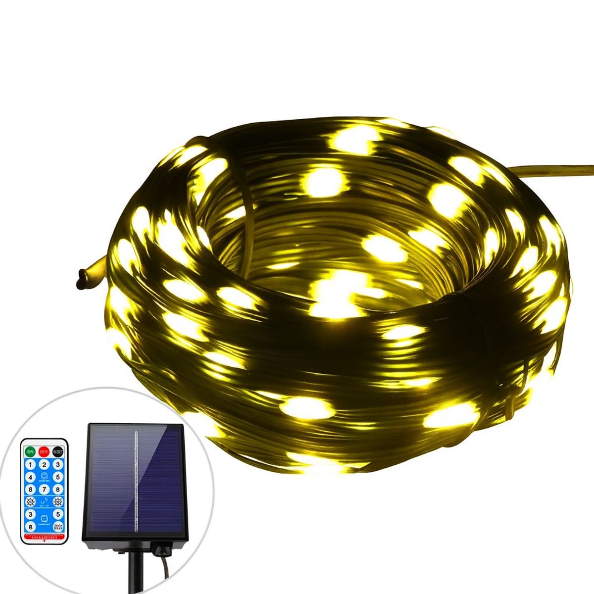 MILOPTS - Luces Navidad Panel Solar Cable Verde 50 Metros 500 Led Multicolor