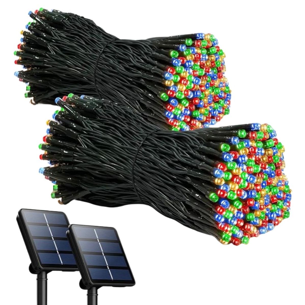 MILOPTS - Luces Pro Navidad Panel Solar Cable Verde 30 Metros 300 Led Cálida Ama
