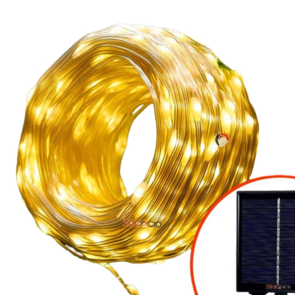 MILOPTS - Luces Navidad Panel Solar Impermeable Fachada 50 M -Cálida+Control