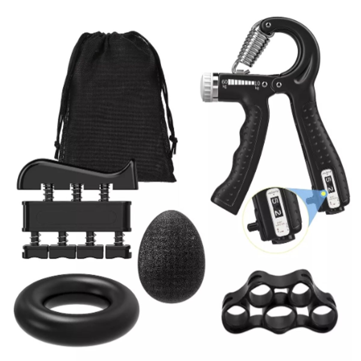 GENERICO - Kit Hand Grip Ejercitadores Mano Muñeca Antebrazo Graduable