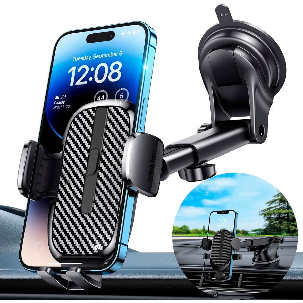 GENERICO - Soporte Celular Carro Chupa Ventosa Tablero Vidrio Holder