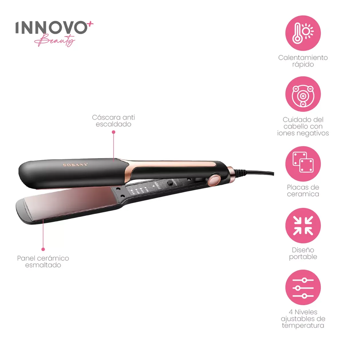 NOVA - Plancha Para El Cabello Alisado Keratin 3d Pro Nova Control