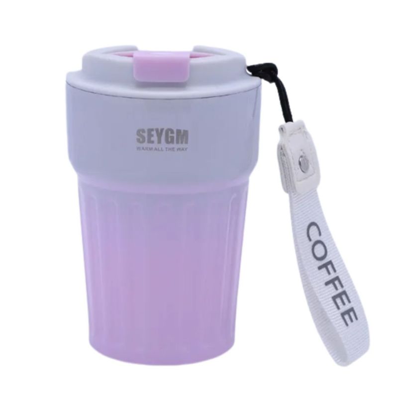 GENERICO - Termo De Cafe En Acero Inoxidable + Holder 400ML ROSADO