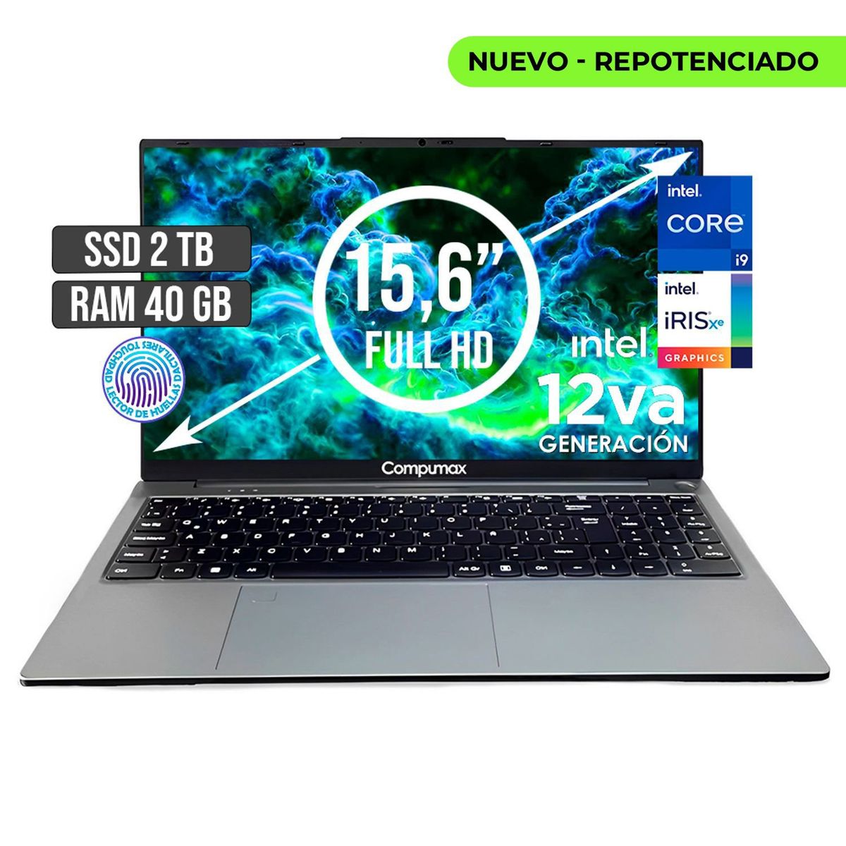 COMPUMAX - Portátil Compumax Intel Core I9-12900H 2TB SSD 40GB RAM 156 FHD