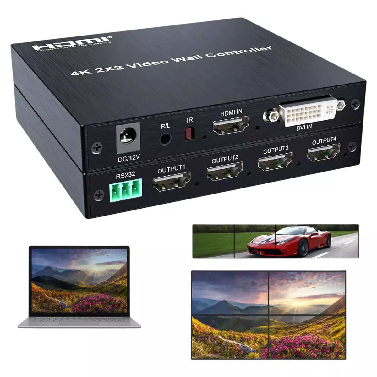 GENERICO - Video Controlador Hdmi 2x2 Para Tv 4k 4 Pantallas