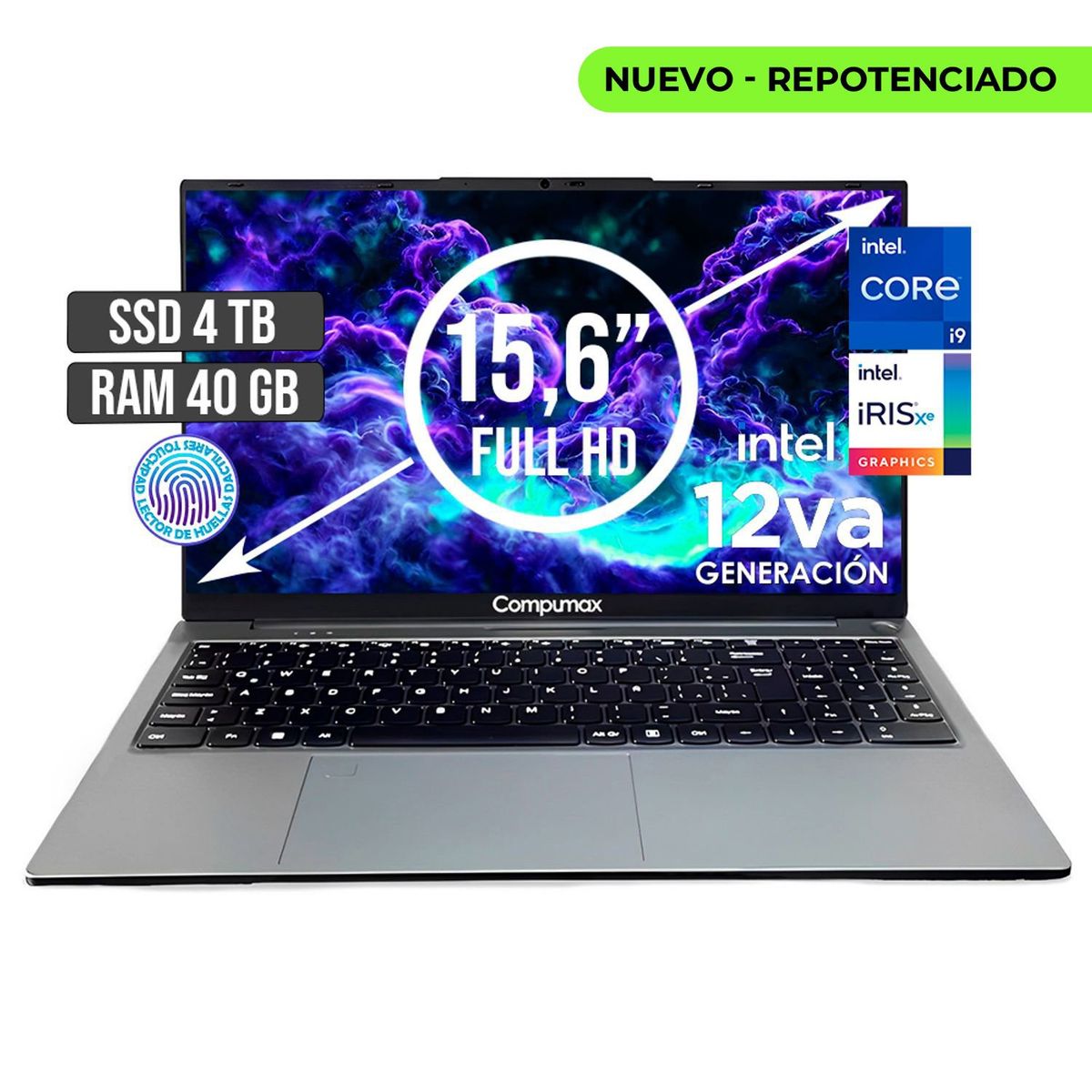 COMPUMAX - PORTATIL COMPUMAX INTEL CORE I9-12900H SSD 4TB RAM 40GB LED 15,6 FULL HD