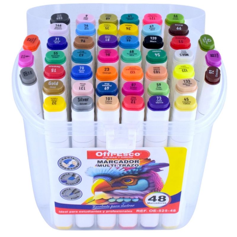 OFFI ESCO - Marcador Permanente Offi-esco Doble Punta X 48 Colores