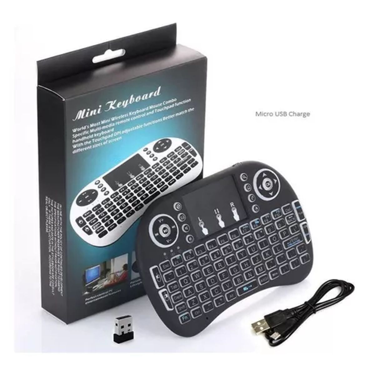 SKY - Mini Teclado Keyboard Led Para Tv Box Smart Tv Color Del Teclado Negro