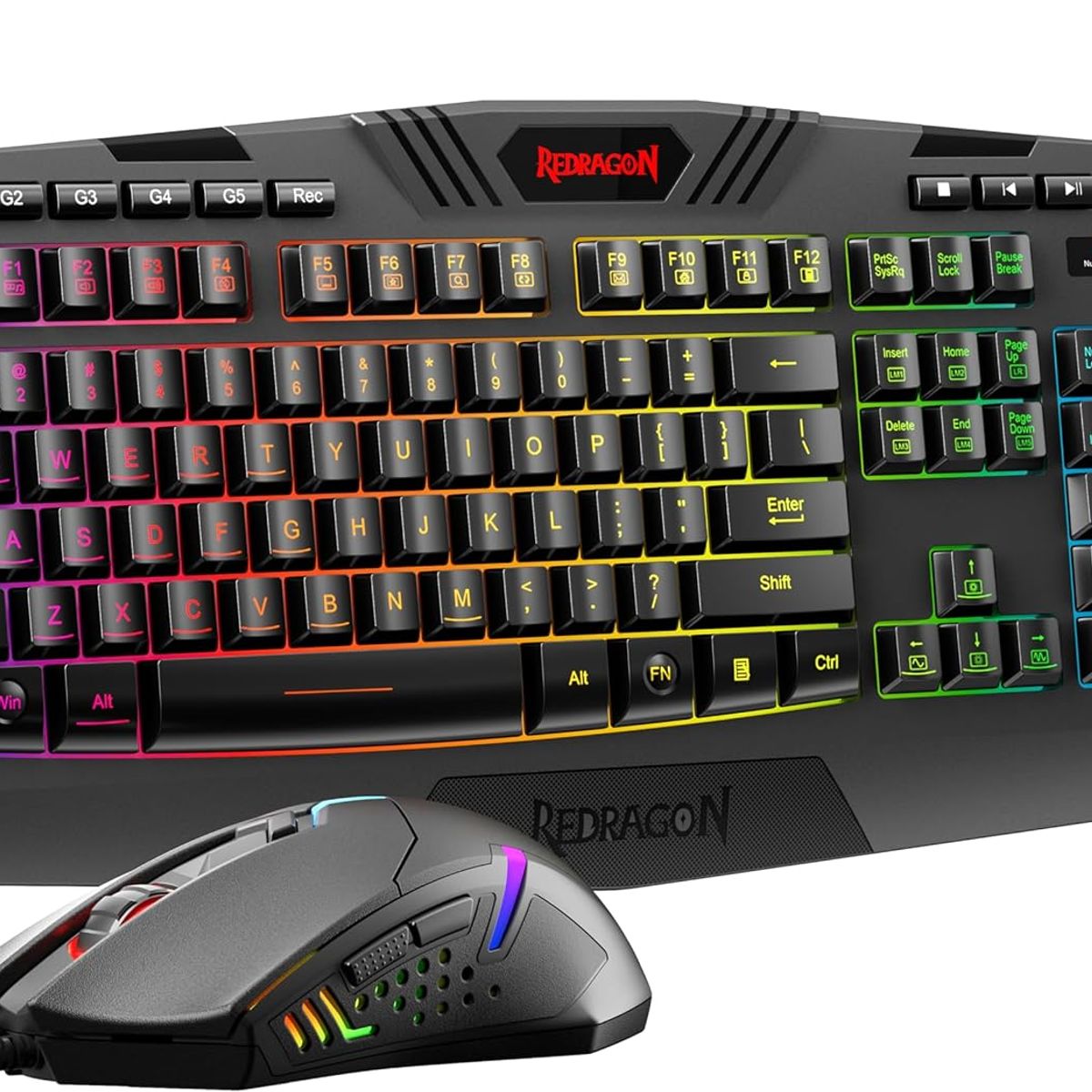 REDRAGON - Kit teclado y mouse gamer redragon s101 español color negro