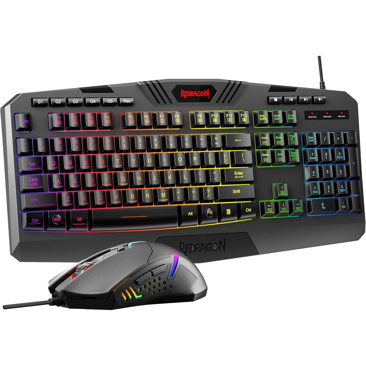 REDRAGON - Kit teclado y mouse gamer redragon s101 español color negro