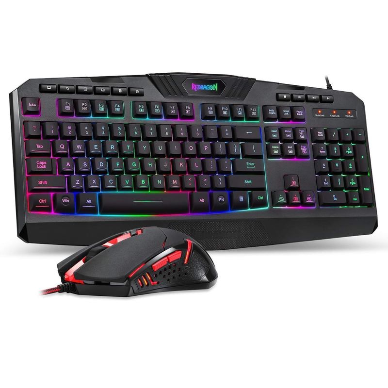 REDRAGON - Kit Teclado y Mouse gamer Redragon S101 Español color negro