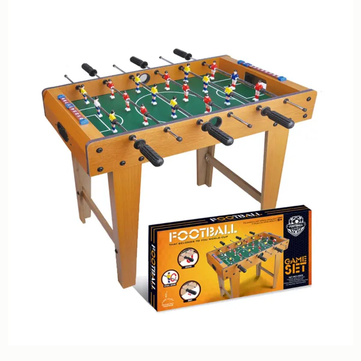 KIDSHOP - Futbolin Mesa Juego Madera Manijas Giratorias Interactivo