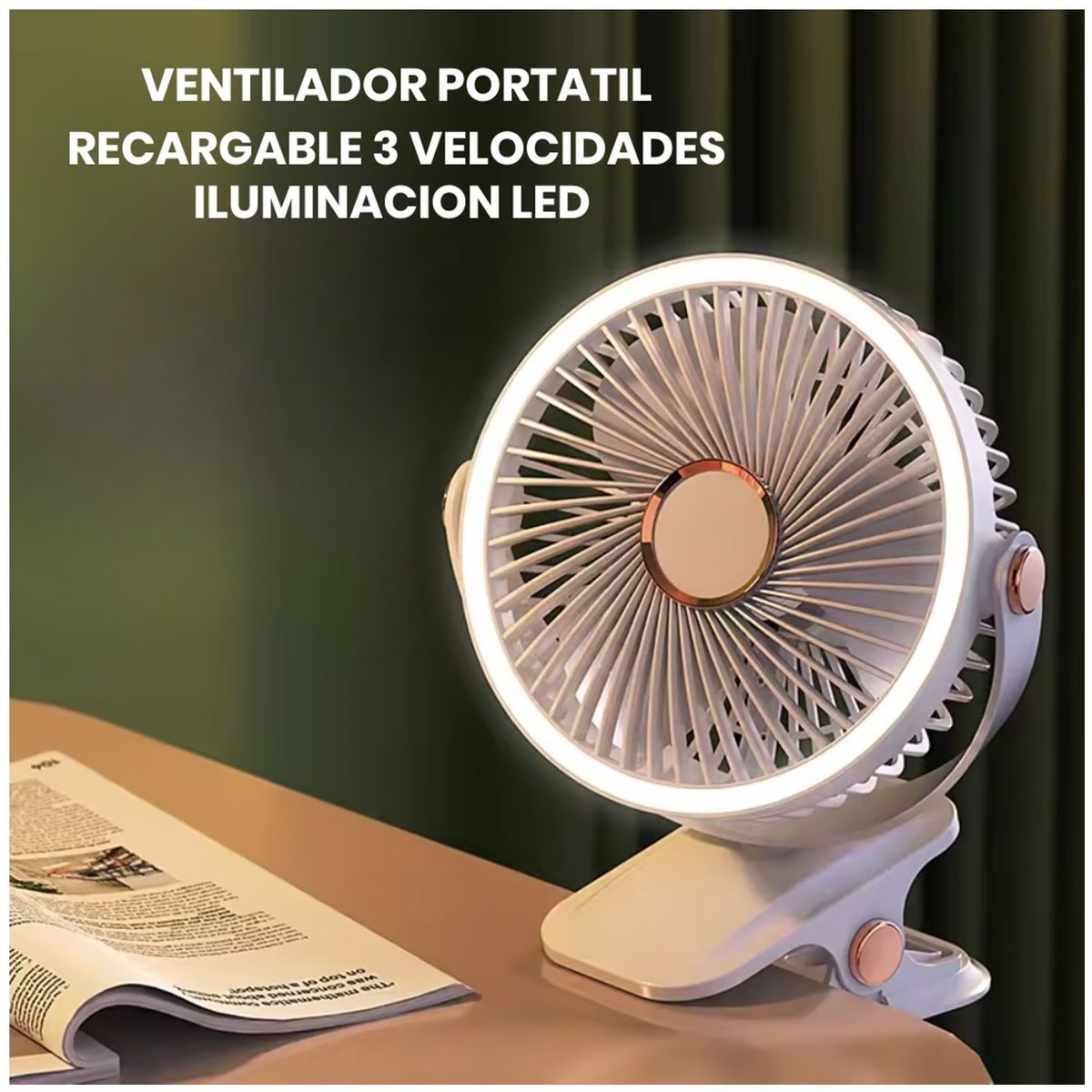 ONE PIXEL - Mini Ventilador Abanico De Pinza Recargable Usb 3 Velocidad