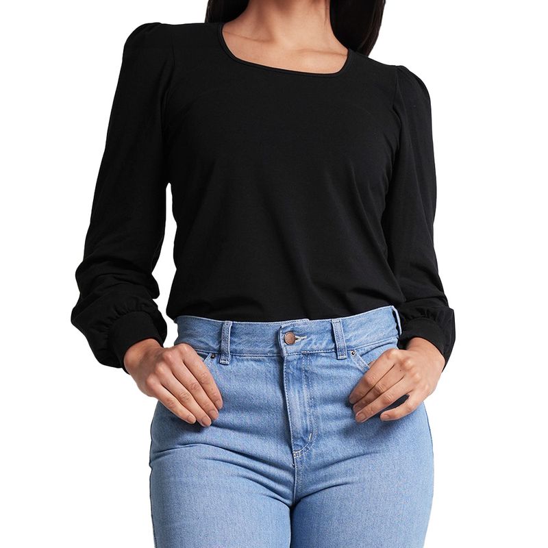 LEC LEE - Blusa b?sica para mujer color negro