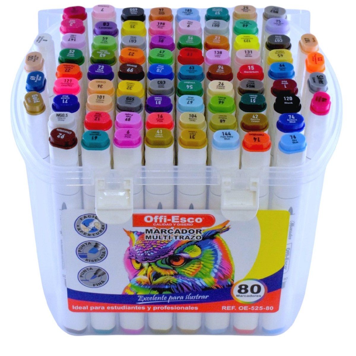OFFI ESCO - Marcador Permanente Offi-esco Doble Punta X 80 Colores