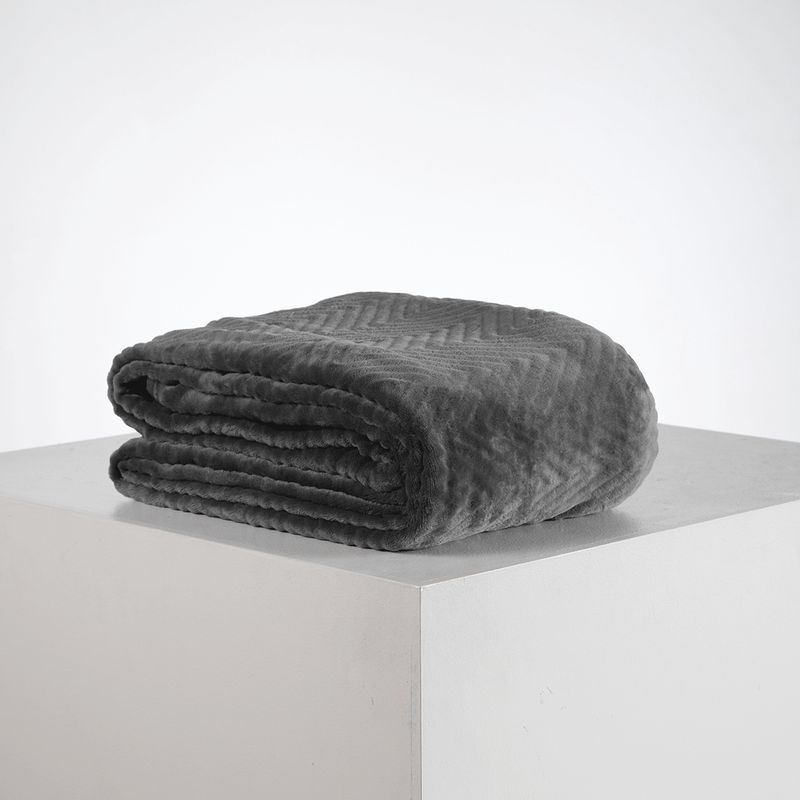 DISTRIHOGAR - Cobija Flannel Fleece 250 gr Chevron Gris 220 x 220 cm