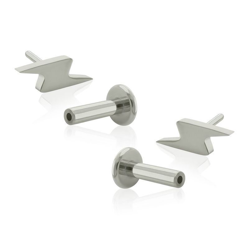 AGHA JEWELRY - Titanio Aretes Piercing Pin a Presión Rayo para lóbulo